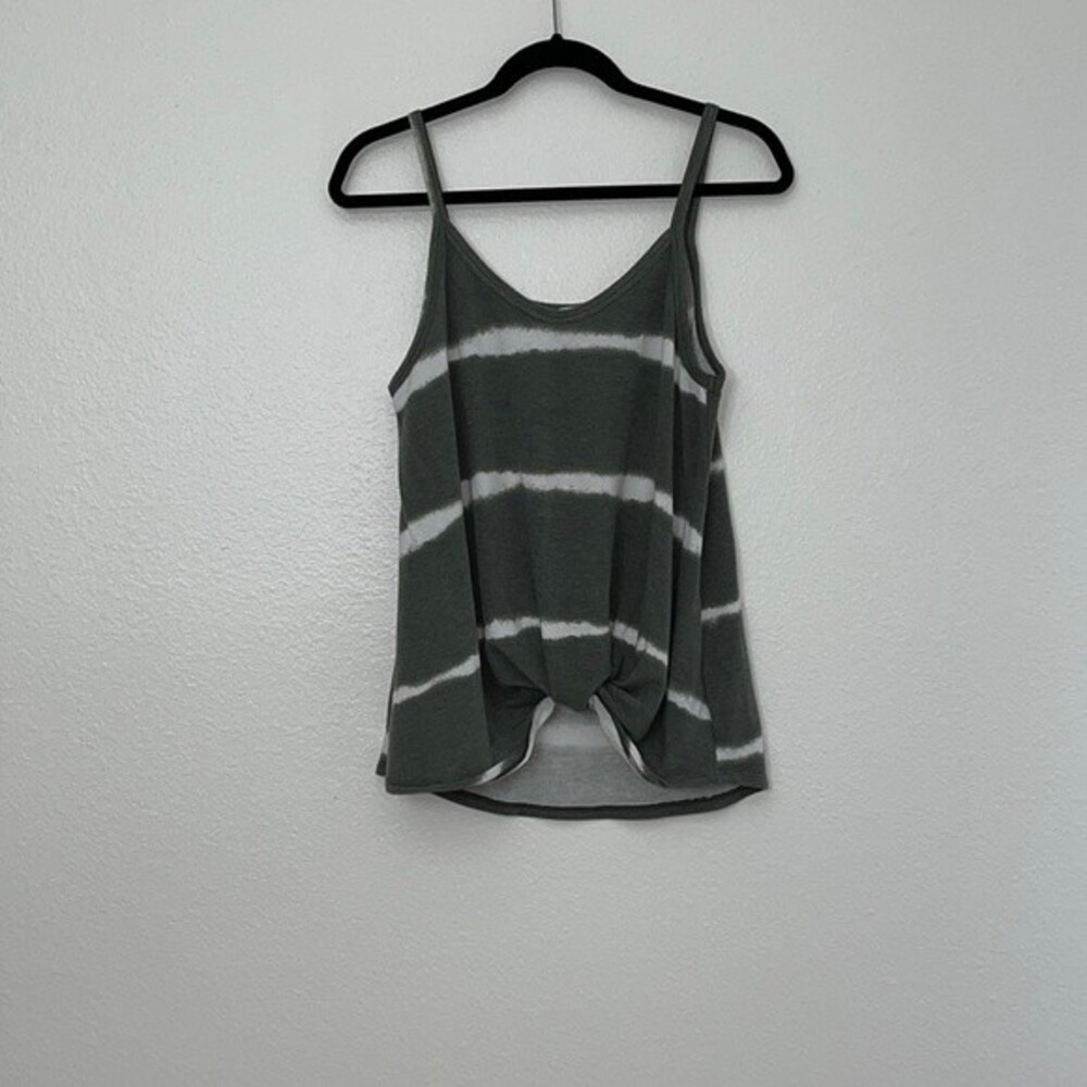 7th Ray Tie Dye Knotted Front Tank Top in Green Size Large